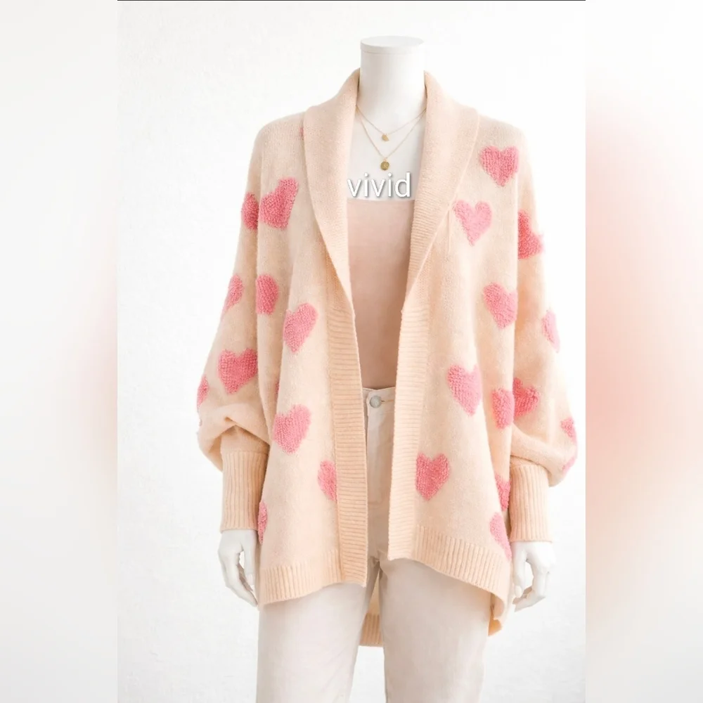 Anthroplogie X Textured Heart Knit Open Luxe Cardigan Size Os NIP$240 *Retired* - Picture 7 of 15